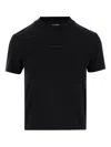 Jacquemus Black Fitted T-shirt With Logo Patch In Stretch Cotton Woman In Black