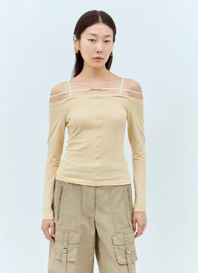 Jacquemus Long Sleeve Lingerie Sierra T-shirt In Beige
