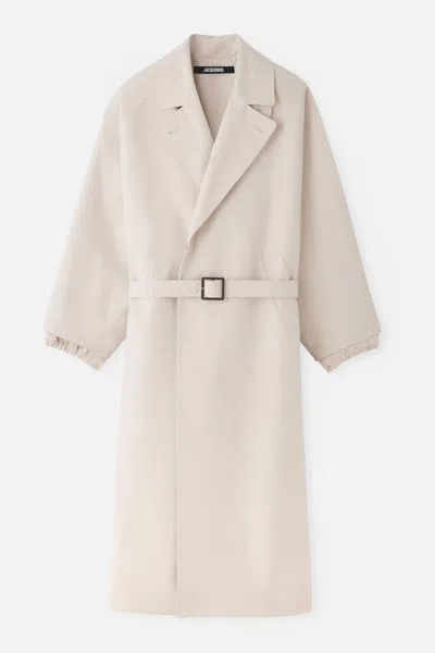 Jacquemus Long Oversized Water-repellent Trench Coat In Brown