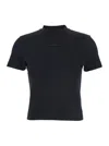 Jacquemus Black Fitted T-shirt With Logo Patch In Stretch Cotton Woman
