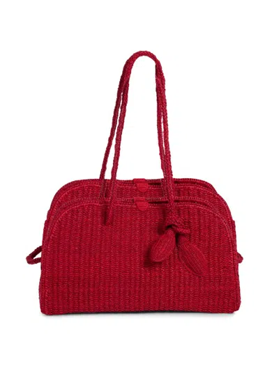 Jacquemus Medium Le Turismo Raffia Shoulder Bag In Burgundy