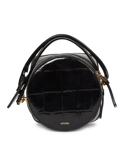 Jacquemus Women's Le Vanito Crocodile-embossed Leather Top-handle Bag In Black