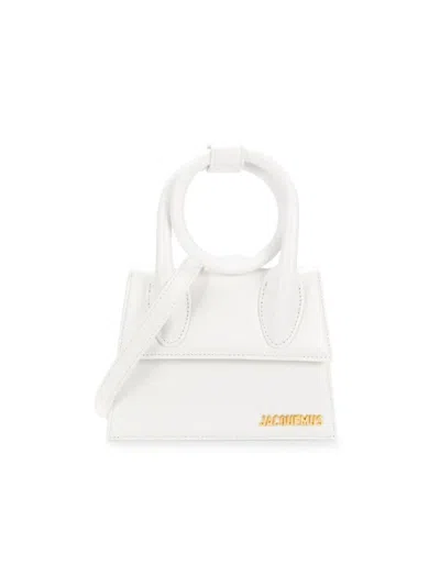 Jacquemus Women's Leather Two Way Top Handle Bag In White