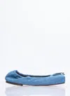 Jacquemus Les Ballerines Bow Square Toe Denim Ballet Flat In Blue