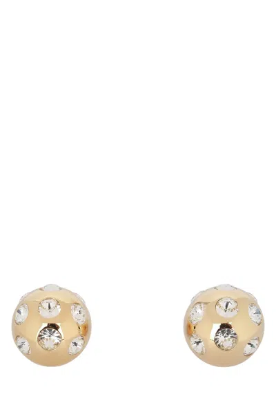 Jacquemus Square Round Earrings With Rhinestones In Gold