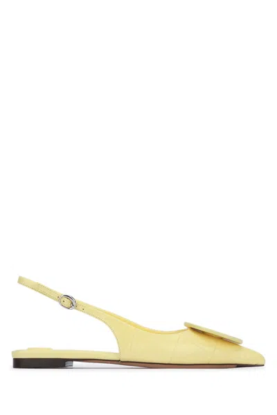 Jacquemus Quilted Buckle Flat Pointed Toe Shoes In Yellow