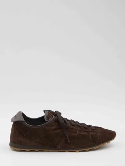 Jacquemus Les Tennis Croc-embossed Suede Sneakers In Brown