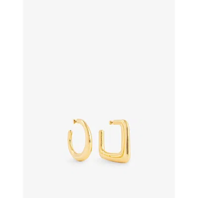 Jacquemus Womens Light Gold Les Grandes Creoles Ovalo Mismatched Gold-tone Hoop Earrings