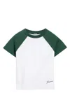 Jacquemus Cotton Blend T-shirt With Contrasting Raglan Sleeves In Multigreen