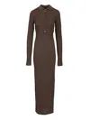 Jacquemus Long Polo Dress With Buttons And Collar In Brown