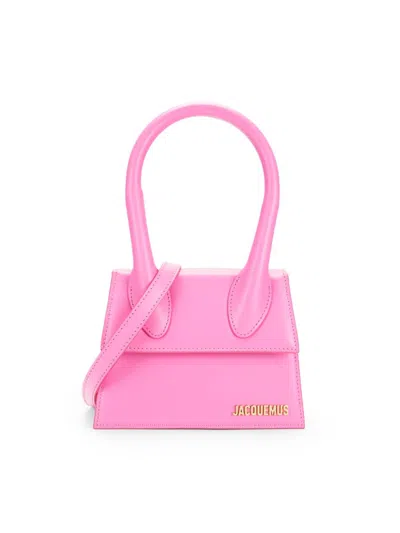 Jacquemus Women's Mini Le Chiquito Leather Top Handle Bag In Pink