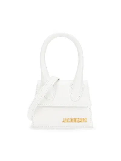 Jacquemus Women's Mini Le Chiquito Leather Top Handle Bag In White