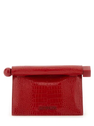 Jacquemus Women Mini "rond Carre" Clutch Bag In Red