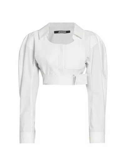 Jacquemus Women's Obra Cotton Top In White