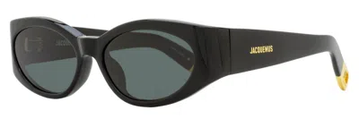 Jacquemus Women's Ovalo Sunglasses Jac4s 001 Black/gold 55mm