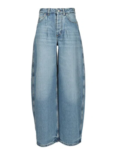 Jacquemus Women "ovalo" Trousers In De-nîmes Denim In Blue