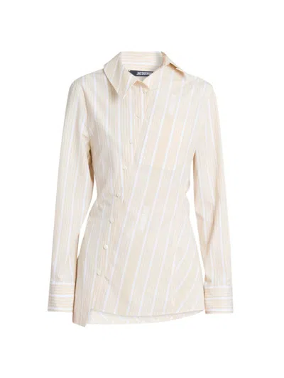 Jacquemus Women's Pablo Stripe Asymmetric Shirt In Neutral