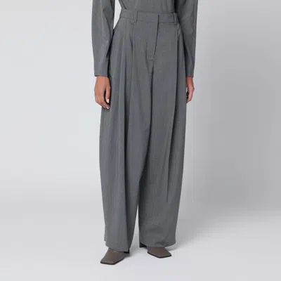Jacquemus Women's Pleated Wool Trousers In Gray