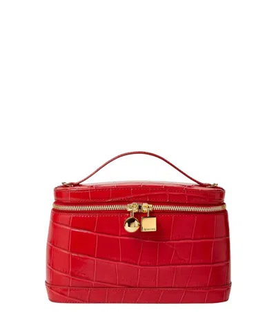 Jacquemus Le Petit Vanity Croc-effect Leather Top-handle Bag In Red