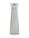 Jacquemus 'the Rita Lounge' White Long Dress With V-neck And Polka Dot Motif