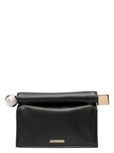 Jacquemus La Pochette Rond Carre Leather Handbag In Black