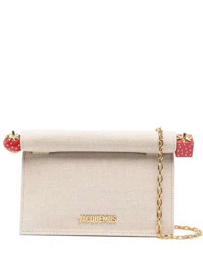 Jacquemus Women's Rond Carré Canvas Clutch In Sand