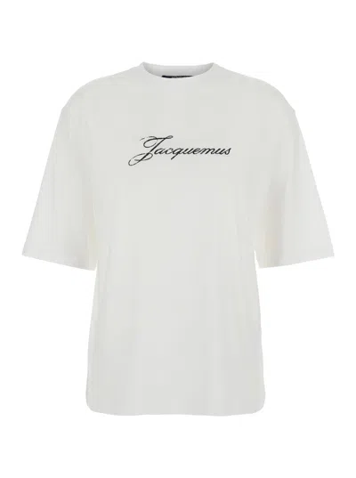 Jacquemus Women's Round-neck Logo T-shirt In Organic Cotton & Hemp In White