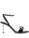 Jacquemus Crocodile Embossed Stiletto Heel Sandals In Black