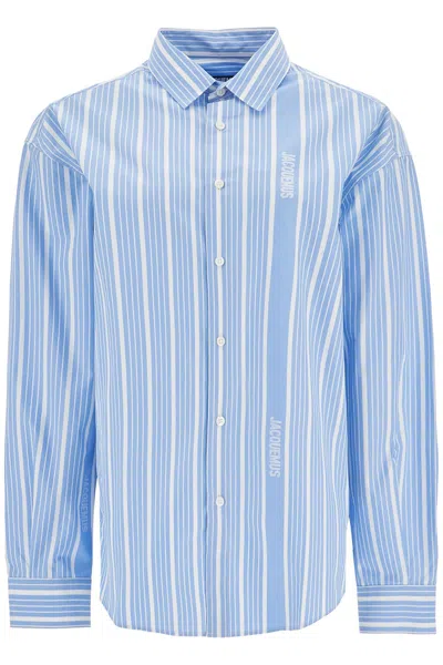 Jacquemus Striped Shirt With Cut-out In Blue