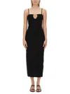 Jacquemus Embellished Ribbed-knit Midi Dress In Black
