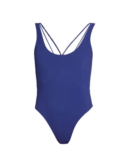 Jacquemus Women's Signature Jersey One-piece Swimsuit In Blue