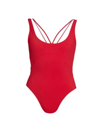 Jacquemus Women's Signature Jersey One-piece Swimsuit In Red