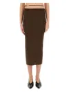 Jacquemus Pralu Ribbed-knit Midi Skirt In Brown