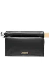 Jacquemus La Pochette Rond Carre Leather Clutch In Black