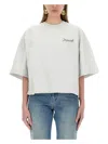 Jacquemus 'le T-shirt Corto' Grey T-shirt With Logo Lettering On The Front And Wide Short Sleeves In Grey