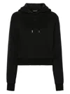 Jacquemus Le Grosgrain Logo Cotton Fleece Crop Hoodie In Black