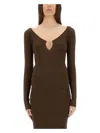 Jacquemus Pralu Ribbed-knit Top In Brown