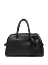 Jacquemus Leather Handbag Structured Adjustable Strap In Black