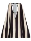 Jacquemus Beige Deep V-neck Sleeveless Racerback Top With Vertical Stripes In Black