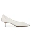 Jacquemus Tourni Bow-detailed Leather-trimmed Mesh Pumps In White