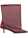 Jacquemus Mid-calf Stiletto Boots Mesh Overlay In Burgundy