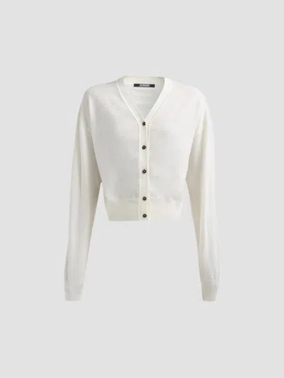 Jacquemus Women's V-neck Wool-blend Cardigan In Off White