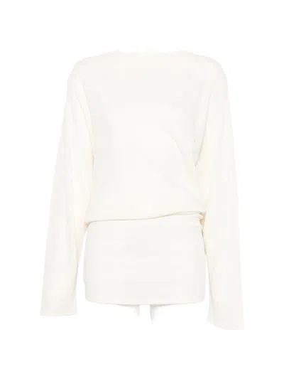 Jacquemus Women White Boat Neck Mini Dress