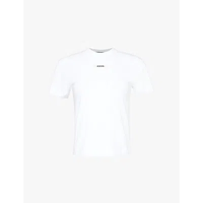 JACQUEMUS WOMENS WHITE BRAND-PRINT SHORT-SLEEVE STRETCH-COTTON T-SHIRT XS