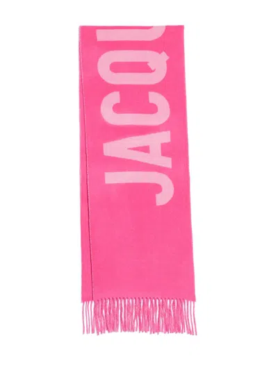 Jacquemus Jacquard Logo Wool Scarf In Pink