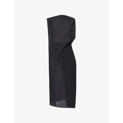 Jacquemus Womens Black Drap Sleeveless Cotton-blend Midi Dress