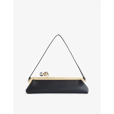 Jacquemus Womens  La Pochette Salon Leather Clutch In Black