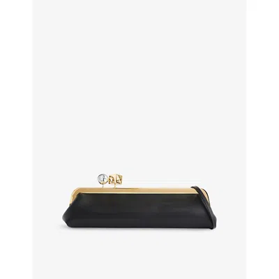 Jacquemus Womens Black La Pochette Salon Leather Clutch Bag