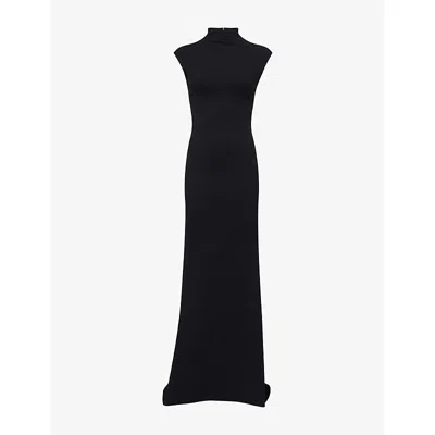 JACQUEMUS WOMENS BLACK LA ROBE ALBA CAP-SLEEVES STRETCH-WOVEN MAXI DRESS XS