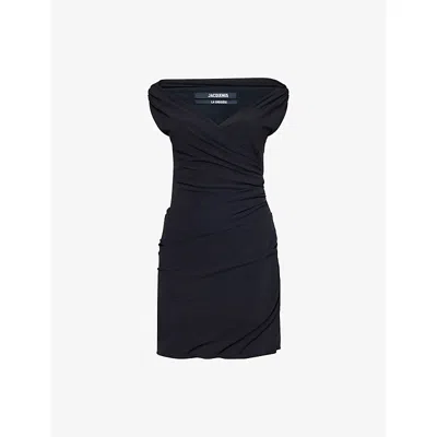 Jacquemus Rita Off-shoulder Mini Dress In Black